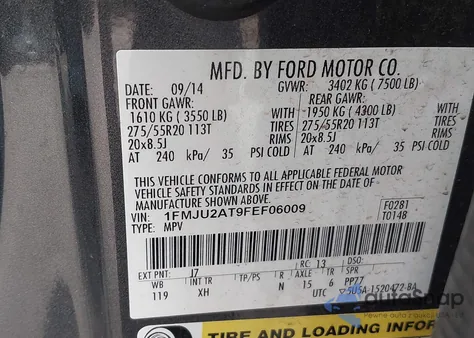 2015 Ford Expedition Limited from USA, damaged, VIN 1FMJU2AT9FEF06009